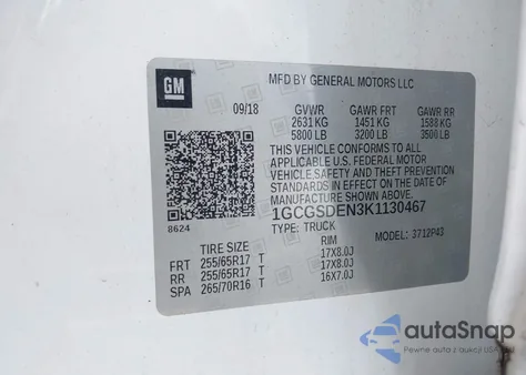 2019 Chevrolet Colorado Z71 из США, поврежденный, VIN 1GCGSDEN3K1130467